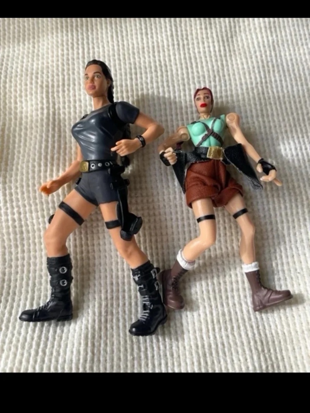 2001 Playmates Tomb Raider Lara Croft Combat Training & 1997 figure Eiodos lot